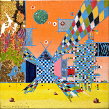 Peinture intitulée "Moulin des Illusions" par Jackie-Marc Laurent, Œuvre d'art originale, Huile Monté sur Châssis en bois