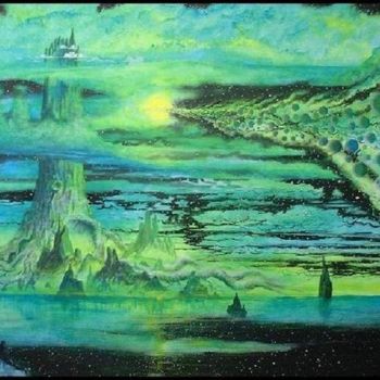 Painting titled "Green World" by Jackie Byrone, Original Artwork
