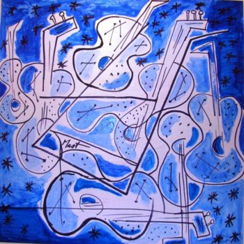 Schilderij getiteld "musica-azul" door Jack Mast, Origineel Kunstwerk, Acryl