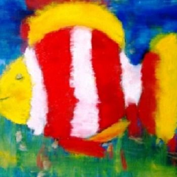 Peinture intitulée "poisson-clown-heure…" par Jack Mast, Œuvre d'art originale, Huile