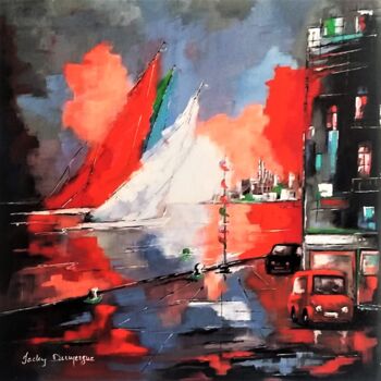 Картина под названием "Retour au port de R…" - Jacky Dumergue, Подлинное произведение искусства, Масло