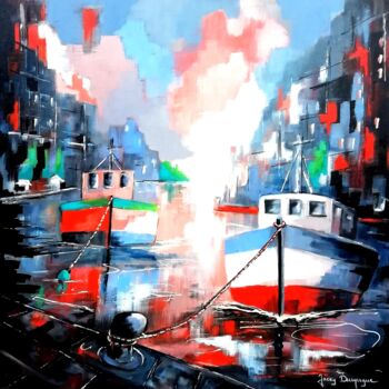 Painting titled "Repos la nuit dans…" by Jacky Dumergue, Original Artwork, Oil