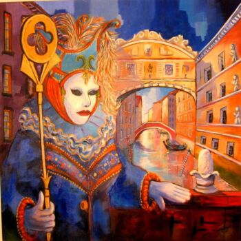 Peinture intitulée "Venise le pont des…" par Jacky Dumergue, Œuvre d'art originale, Huile