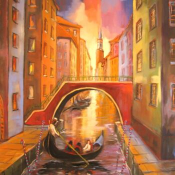Pittura intitolato "Venise la Campanile" da Jacky Dumergue, Opera d'arte originale, Olio