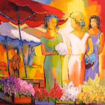 Painting titled "Confidences au marc…" by Jacky Dumergue, Original Artwork, Oil