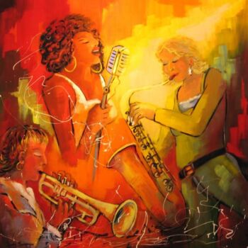 Malarstwo zatytułowany „Jazz and Voice Music” autorstwa Jacky Dumergue, Oryginalna praca, Olej