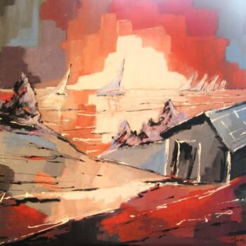 Peinture intitulée "Cabane en haut de l…" par Jacky Dumergue, Œuvre d'art originale, Huile