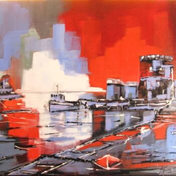 Pittura intitolato "Le port de La Roche…" da Jacky Dumergue, Opera d'arte originale, Olio