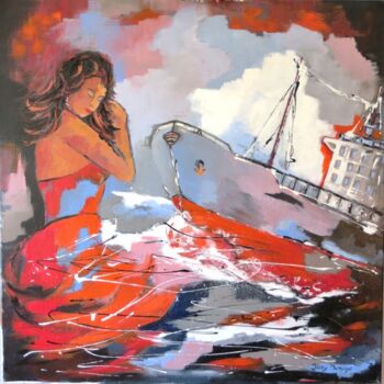 Ζωγραφική με τίτλο "Flamenco...mauvais…" από Jacky Dumergue, Αυθεντικά έργα τέχνης, Λάδι