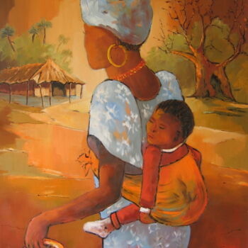 Painting titled "Africaine-1.jpg" by Jacky Dumergue, Original Artwork, Oil