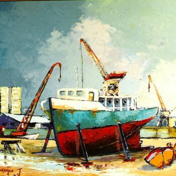 Pittura intitolato "Les-docks-a-Bordeau…" da Jacky Dumergue, Opera d'arte originale