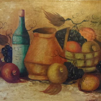 Pittura intitolato "fruits-d-automne" da Jacky Monka, Opera d'arte originale, Olio