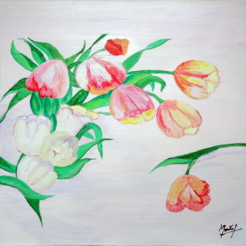 Malerei mit dem Titel "les tulipes" von Jacky Monka, Original-Kunstwerk, Öl