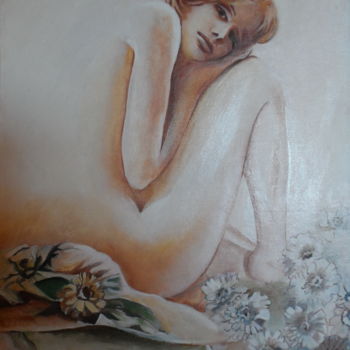 Peinture intitulée "Beaute-fleurie" par Jacky Monka, Œuvre d'art originale, Huile
