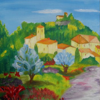 Painting titled "colline-provencale" by Jacky Monka, Original Artwork, Oil