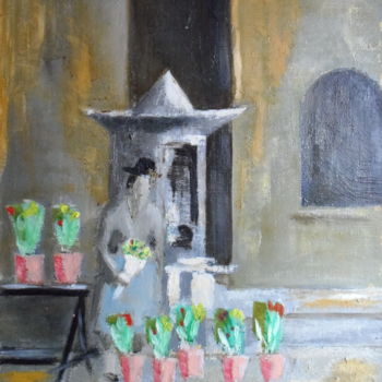 Pittura intitolato "marche-aux-fleurs.j…" da Jacky Monka, Opera d'arte originale, Olio