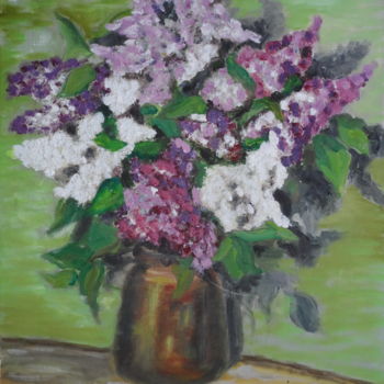 Painting titled "lilas" by Jacky Monka, Original Artwork, Oil