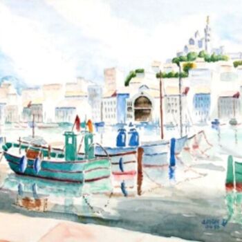 Painting titled "Le Vieux-Port de Ma…" by Jacky Roger, Original Artwork, Oil