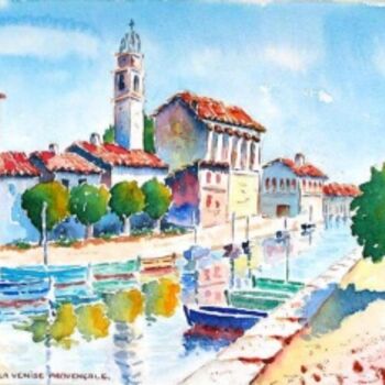 「Martigues la Venise…」というタイトルの絵画 Jacky Rogerによって, オリジナルのアートワーク, オイル