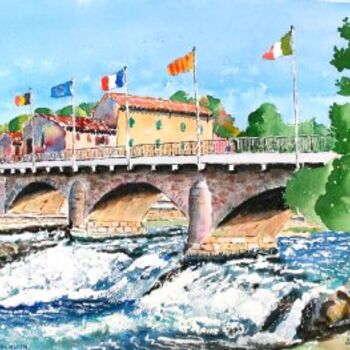 Painting titled "Le pont de Vinon-su…" by Jacky Roger, Original Artwork, Oil