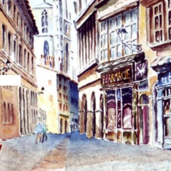 Peinture intitulée "Le vieux Lyon à St…" par Jacky Roger, Œuvre d'art originale, Huile