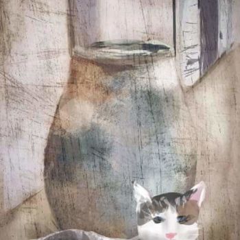 Digital Arts titled "Le chat dans la rue…" by Jacky Patin, Original Artwork