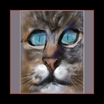 Arte digital titulada "Les yeux du chat..." por Jacky Patin, Obra de arte original