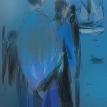 Arte digitale intitolato "le départ des pêche…" da Jacky Patin, Opera d'arte originale