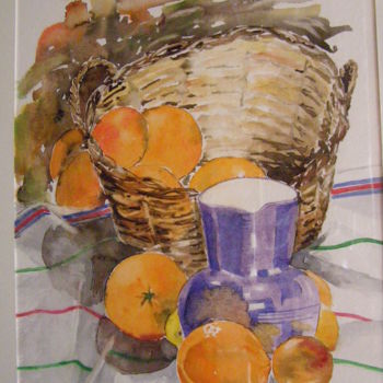 Painting titled "oranges" by Jackyta Arnaud, Original Artwork, Watercolor