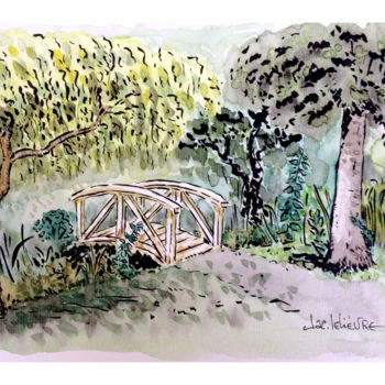 Painting titled "Jardin Jan (le Croi…" by Jacques Lelievre, Original Artwork, Watercolor