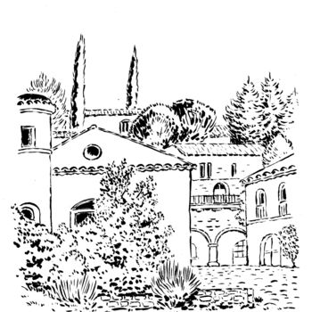 「En Ardèche」というタイトルの描画 Jacques Lelievreによって, オリジナルのアートワーク, インク