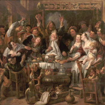 Pintura titulada "Le Roi boit" por Jacob Jordaens, Obra de arte original, Oleo