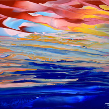 Painting titled "Through The Red Sky…" by Jacob Jugashvili, Original Artwork, Enamel