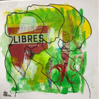 「Libres」というタイトルの絵画 Jacob Diboumによって, オリジナルのアートワーク, アクリル ウッドストレッチャーフレームにマウント