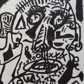 Ζωγραφική με τίτλο "Basquiat maya" από Jacopo Cozzaglio, Αυθεντικά έργα τέχνης, Λάδι