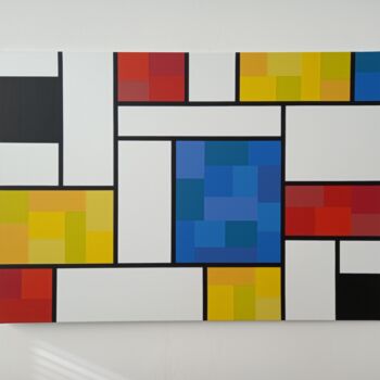 Schilderij getiteld "Mondrian's Nuances" door Jacopo Rossi, Origineel Kunstwerk, Acryl