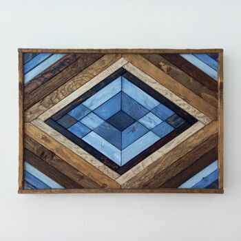 Design intitolato "Blue Diamond Wood" da Jacopo Rossi, Opera d'arte originale, Tavola arte
