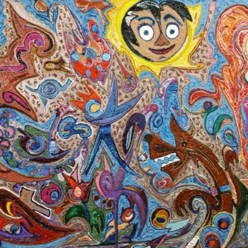 Malarstwo zatytułowany „The Man In The Sun…” autorstwa Jose Acosta, Oryginalna praca, Akryl Zamontowany na Drewniana rama no…