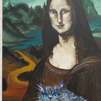 Malerei mit dem Titel "Mona Lisa & Cheshir…" von Jacot Cristian, Original-Kunstwerk, Acryl