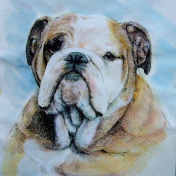 Painting titled "bulldog anglais" by Jacques Copau, Original Artwork, Oil
