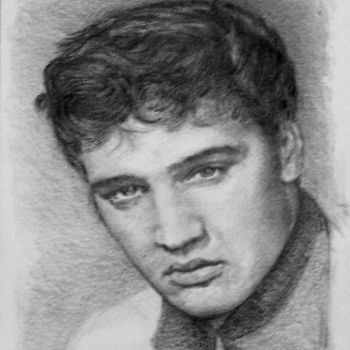 「Portrait d'Elvis Pr…」というタイトルの絵画 Jacques Copauによって, オリジナルのアートワーク, オイル