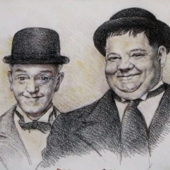 Peinture intitulée "Laurel et Hardy." par Jacques Copau, Œuvre d'art originale, Huile