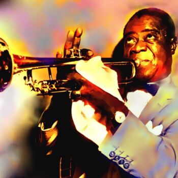 Painting titled "Louis Armstrong" by Jacqueline Amos, Original Artwork