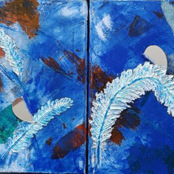 Painting titled "A tous les oiseaux" by Jacqueline Chatelain, Original Artwork, Acrylic Mounted on Wood Stretcher frame