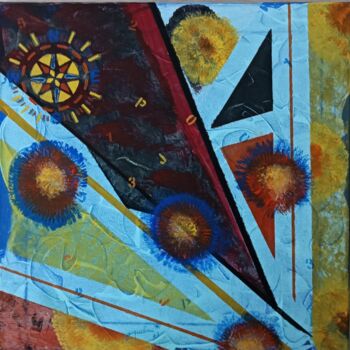 Painting titled "Triangle" by Jacqueline Chatelain, Original Artwork, Acrylic Mounted on Wood Stretcher frame