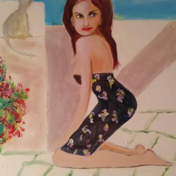 Painting titled "Terrasse du Sud" by Jacqueline Claux (Jaklinclo), Original Artwork, Oil