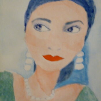Painting titled "Maria Callas" by Jacqueline Claux (Jaklinclo), Original Artwork, Watercolor