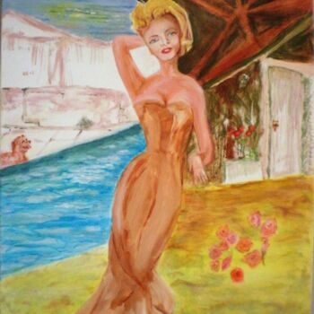 Painting titled "L'été mon amour" by Jacqueline Claux (Jaklinclo), Original Artwork, Oil Mounted on Wood Stretcher frame