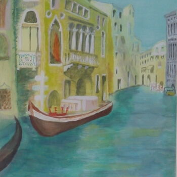 Painting titled "Venise" by Jacqueline Claux (Jaklinclo), Original Artwork, Watercolor