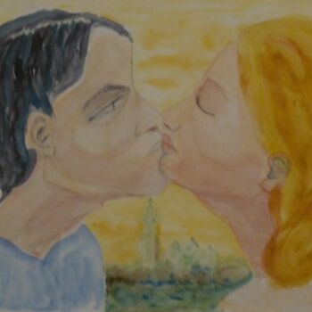 Peinture intitulée "baiser brun" par Jacqueline Claux (Jaklinclo), Œuvre d'art originale, Aquarelle